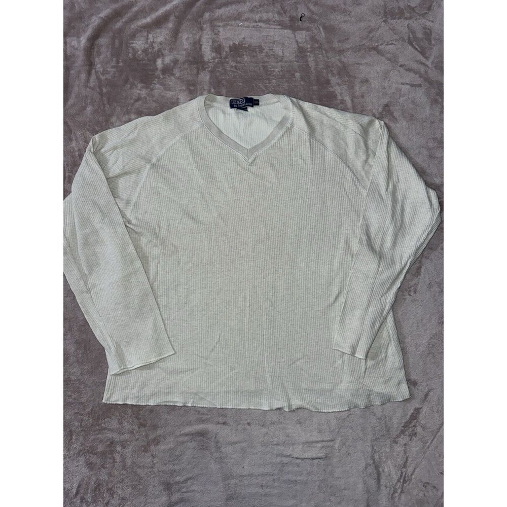 Polo Ralph Lauren Mens Pullover Long Sleeve V-Neck Ivory Size 2XL